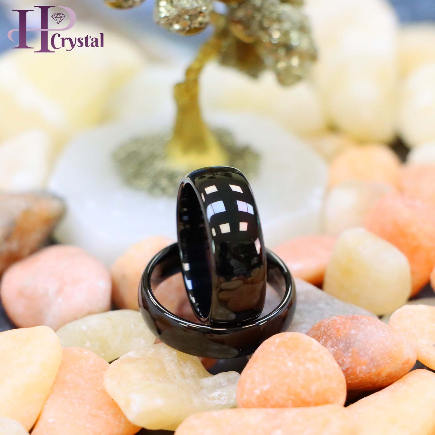 High Polish Black IP Plate Classic Domed Band Tungsten Ring