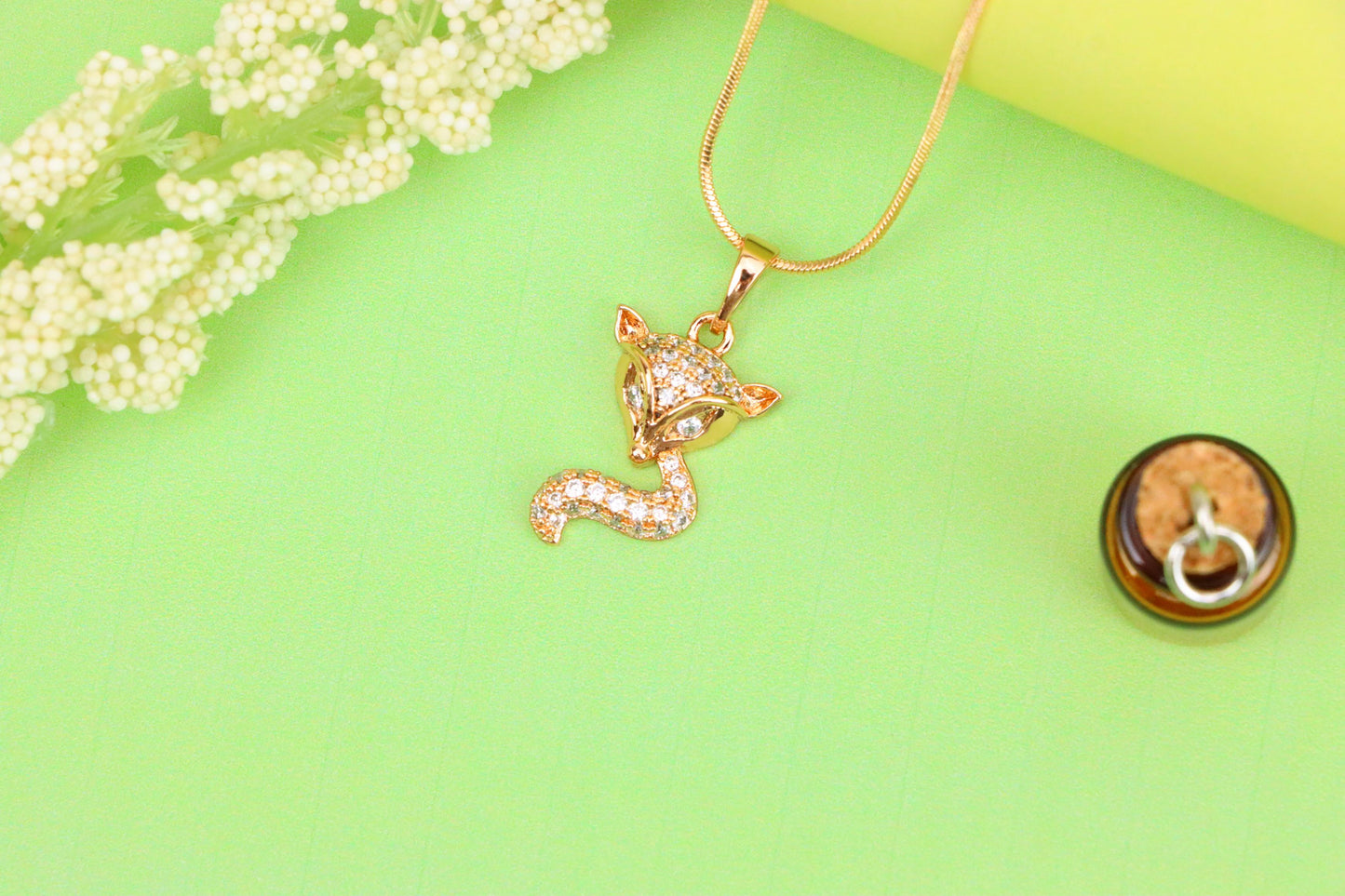 Crystal Fox Design Rose Gold Pendant – Sparkling, XPPT1565 (2144-5)