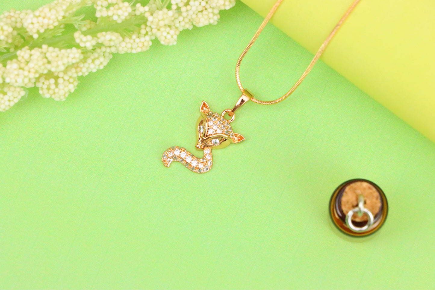 Crystal Fox Design Rose Gold Pendant – Sparkling, XPPT1565 (2144-5)