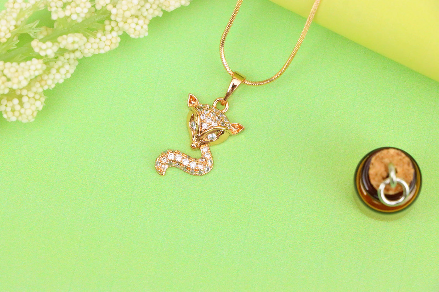 Crystal Fox Design Rose Gold Pendant – Sparkling, XPPT1565 (2144-5)