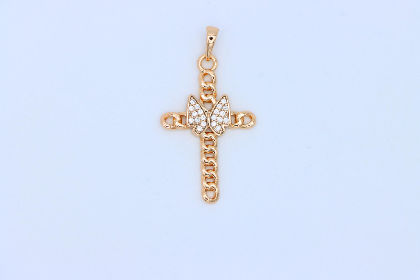 Butterfly Cross Rose Gold Pendant with Chain Detail, XPPT1566 (2144-6)