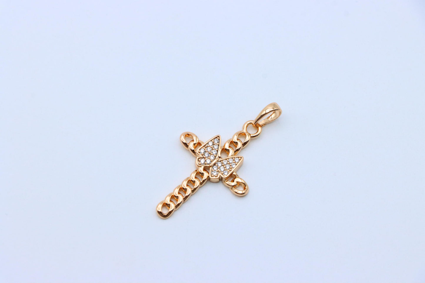 Butterfly Cross Rose Gold Pendant with Chain Detail, XPPT1566 (2144-6)