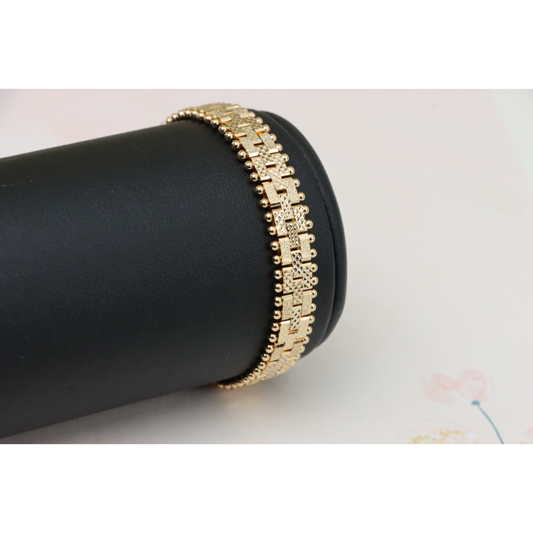 Elegant Textured Rose Gold Bracelet with Polished Bead Edges, XPBL0865 (2087-4)