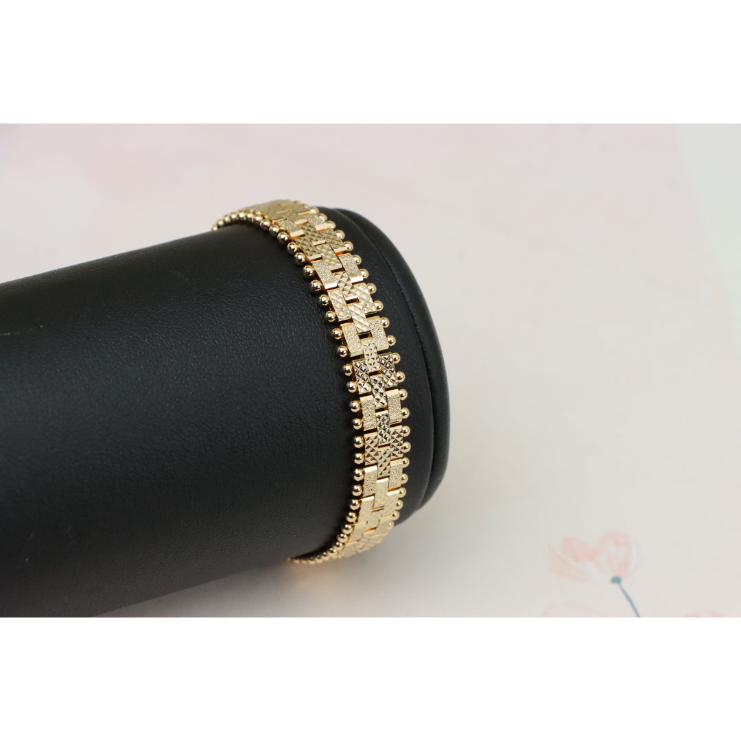 Elegant Textured Rose Gold Bracelet with Polished Bead Edges, XPBL0865 (2087-4)