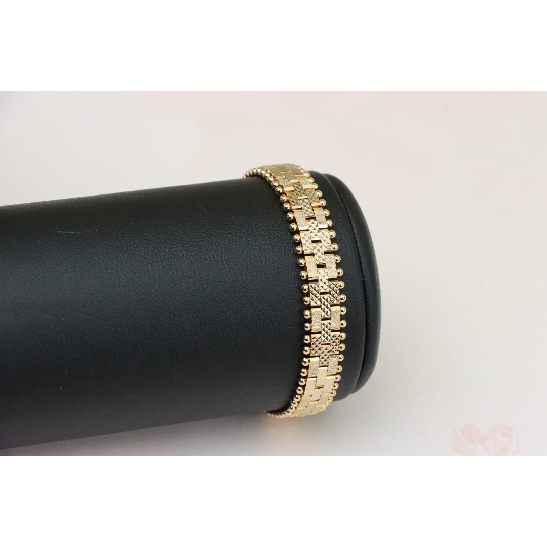 Elegant Textured Rose Gold Bracelet with Polished Bead Edges, XPBL0865 (2087-4)