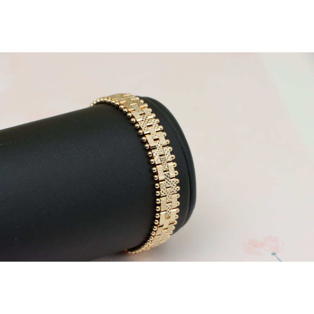 Elegant Textured Rose Gold Bracelet with Polished Bead Edges, XPBL0865 (2087-4)