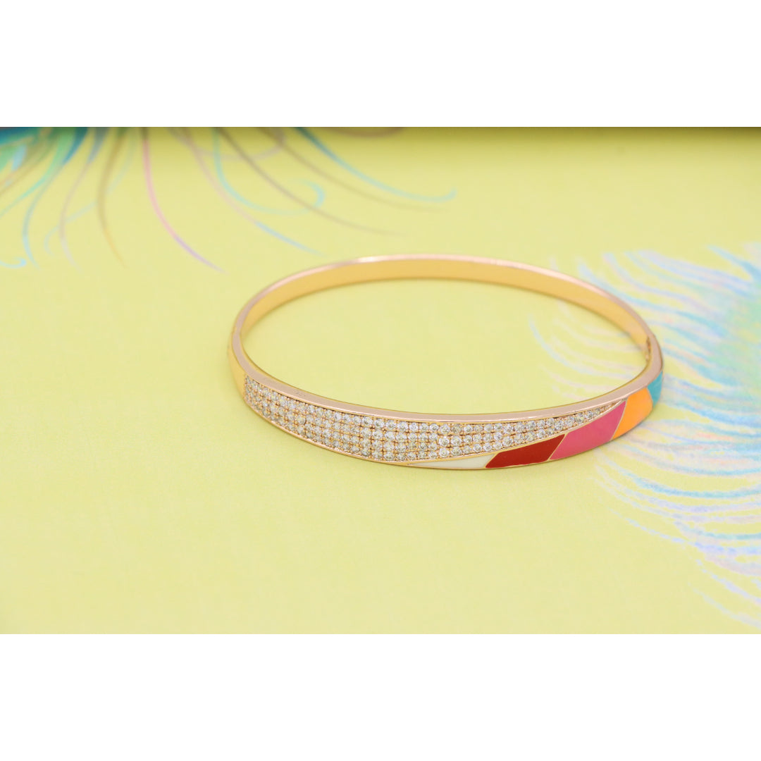 Rose Gold Bangle with Colorful Enamel and Sparkling CZ Stones, XPBL0429 (2043-9)