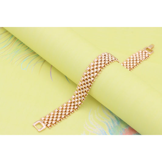 Elegant Rose Gold Wide Chain Bracelet with Beaded Edge Design, XPBL0866 (2087-5)