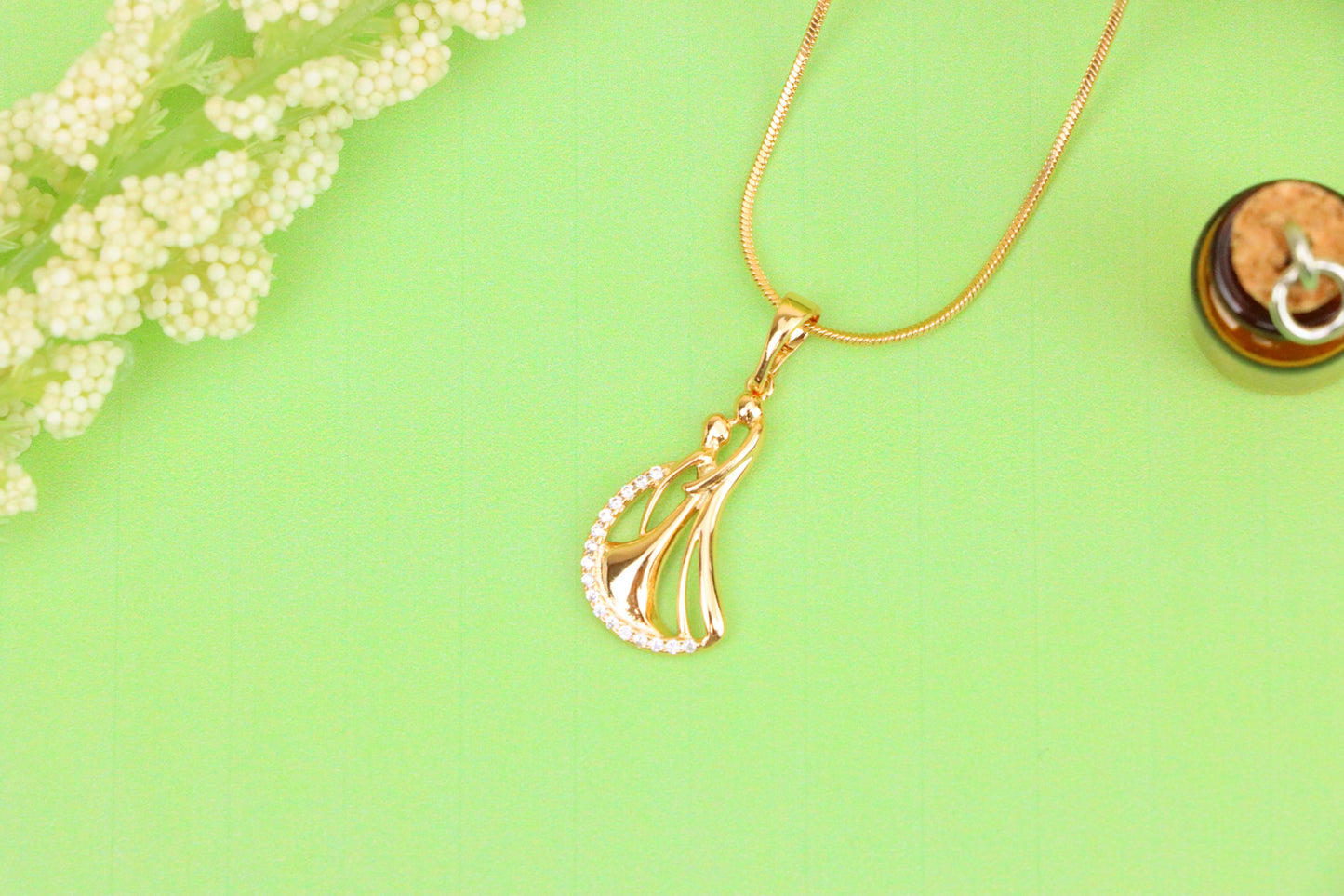 Dancing Couple Rose Gold Pendant with Crystals, XPPT1568 (2144-8)