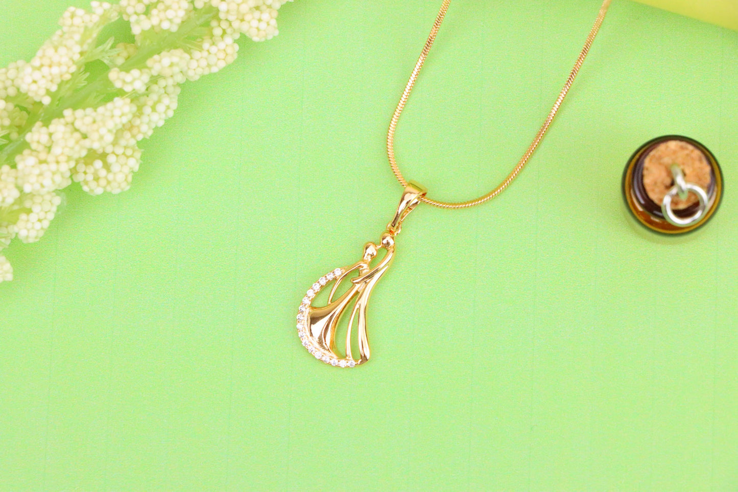 Dancing Couple Rose Gold Pendant with Crystals, XPPT1568 (2144-8)