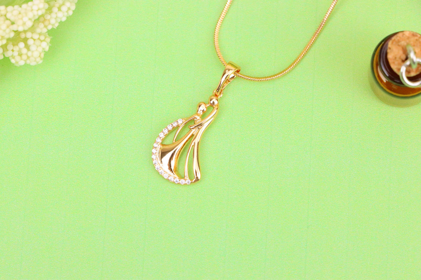 Dancing Couple Rose Gold Pendant with Crystals, XPPT1568 (2144-8)