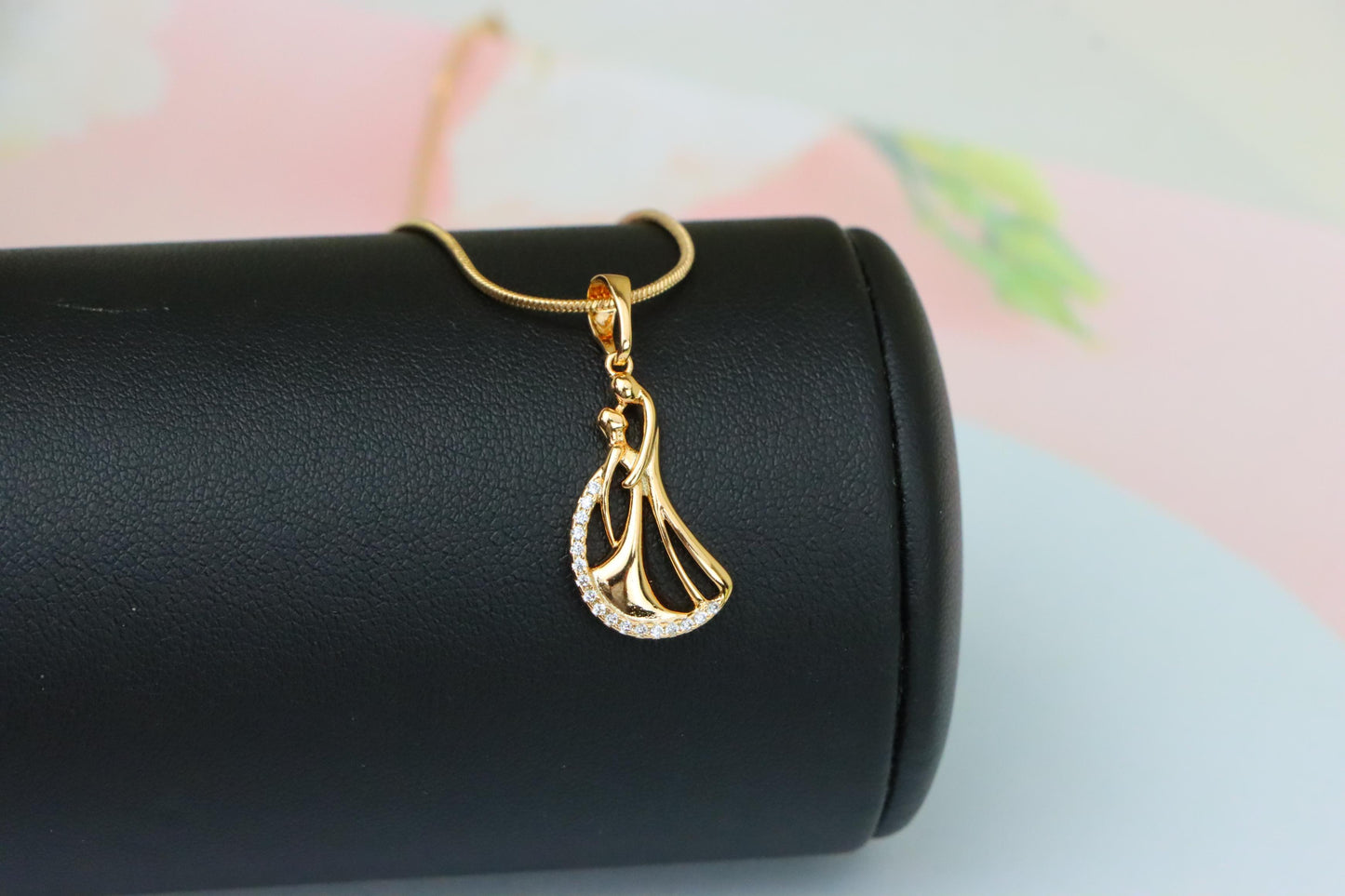 Dancing Couple Rose Gold Pendant with Crystals, XPPT1568 (2144-8)