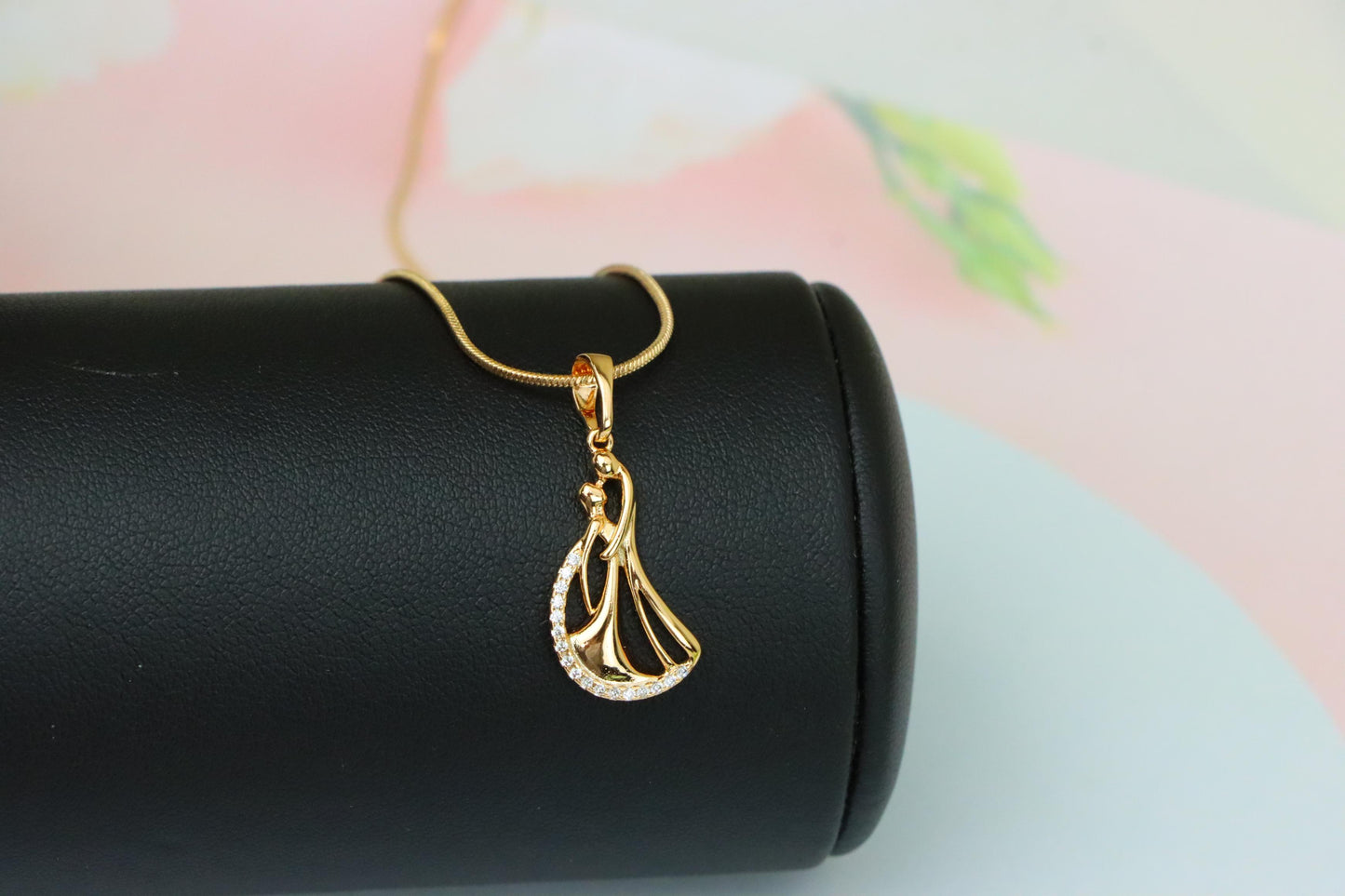 Dancing Couple Rose Gold Pendant with Crystals, XPPT1568 (2144-8)