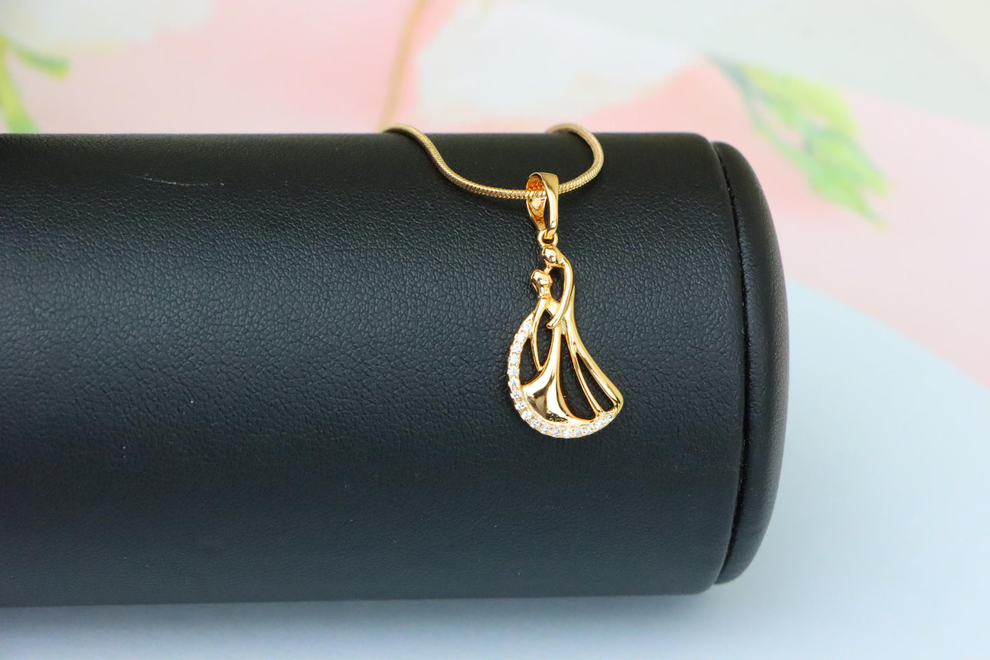 Dancing Couple Rose Gold Pendant with Crystals, XPPT1568 (2144-8)