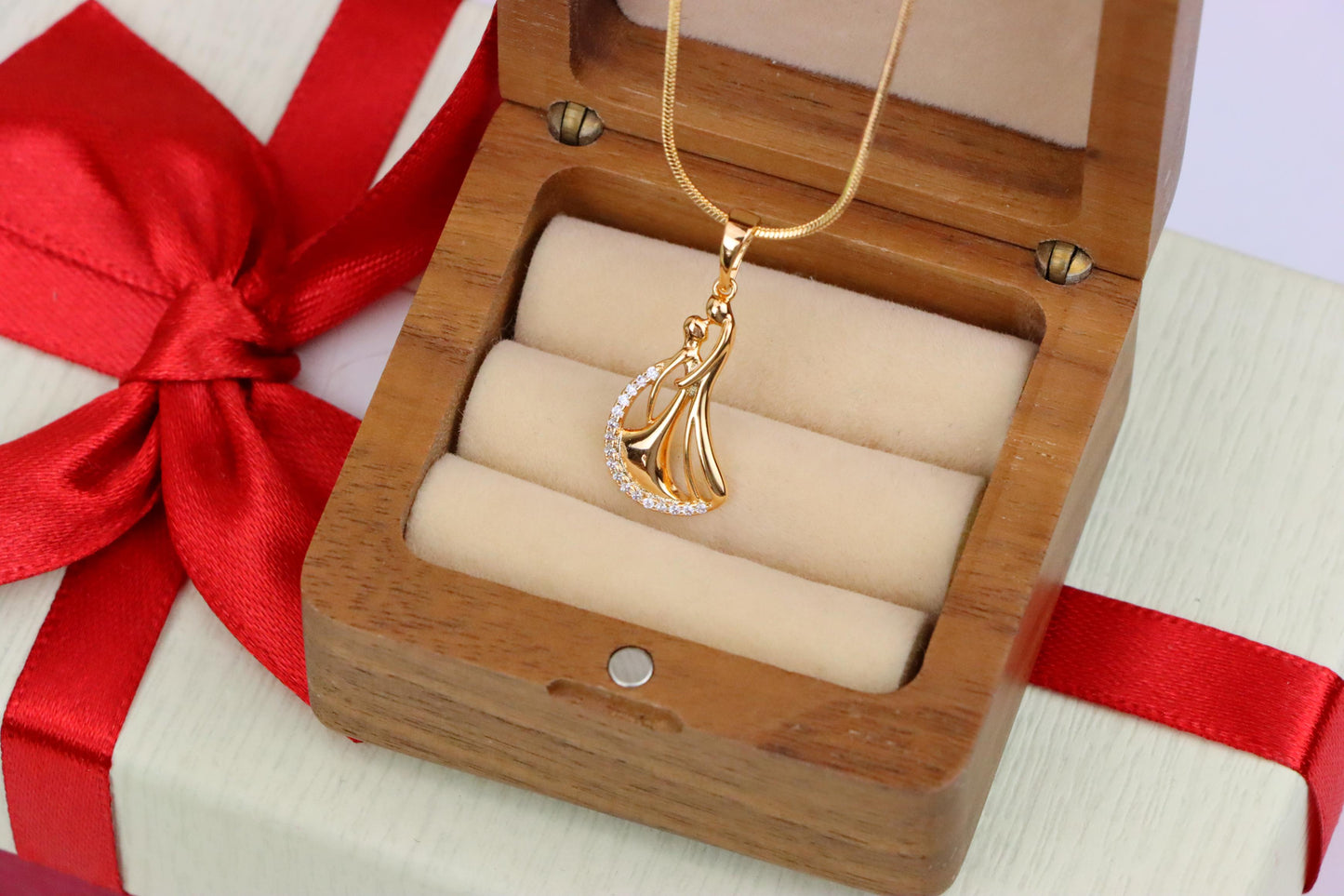 Dancing Couple Rose Gold Pendant with Crystals, XPPT1568 (2144-8)