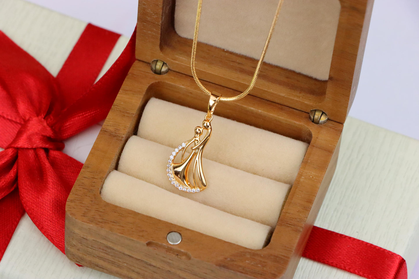 Dancing Couple Rose Gold Pendant with Crystals, XPPT1568 (2144-8)