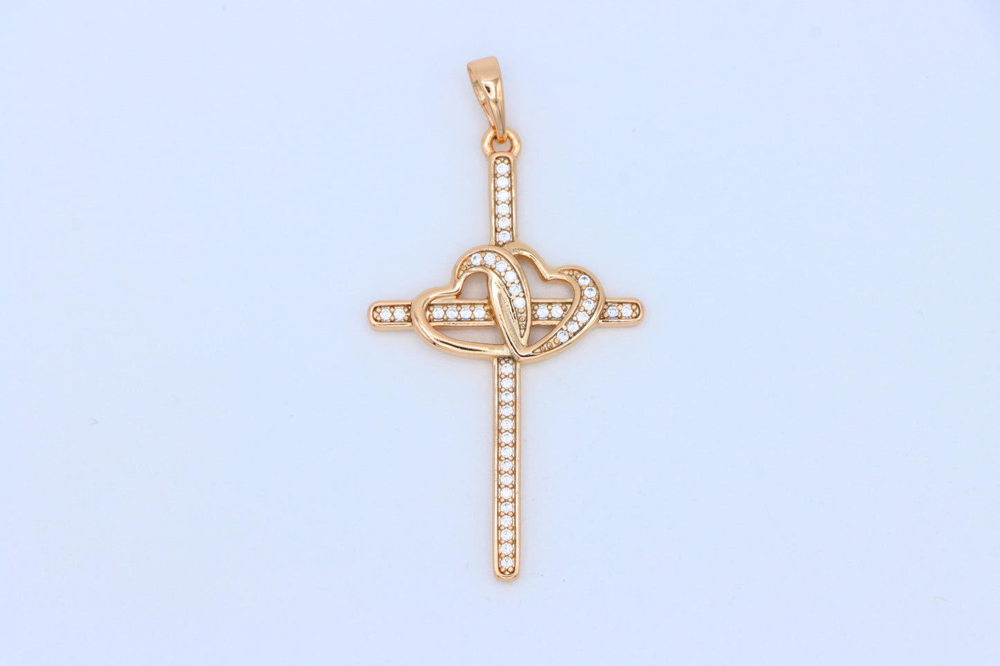 Cross Pendant with Interlocked Hearts & Crystals, XPPT1569 (2144-9)