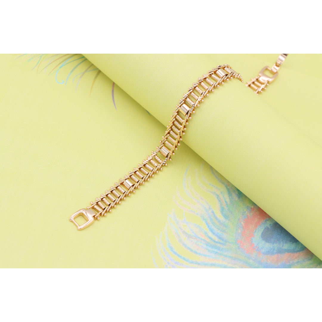 Elegant Rose Gold Plated Textured Chain Bracelet, XPBL0867 (2087-6)