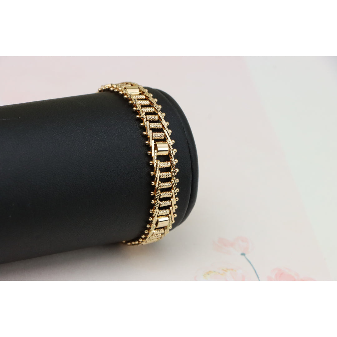 Elegant Rose Gold Plated Textured Chain Bracelet, XPBL0867 (2087-6)