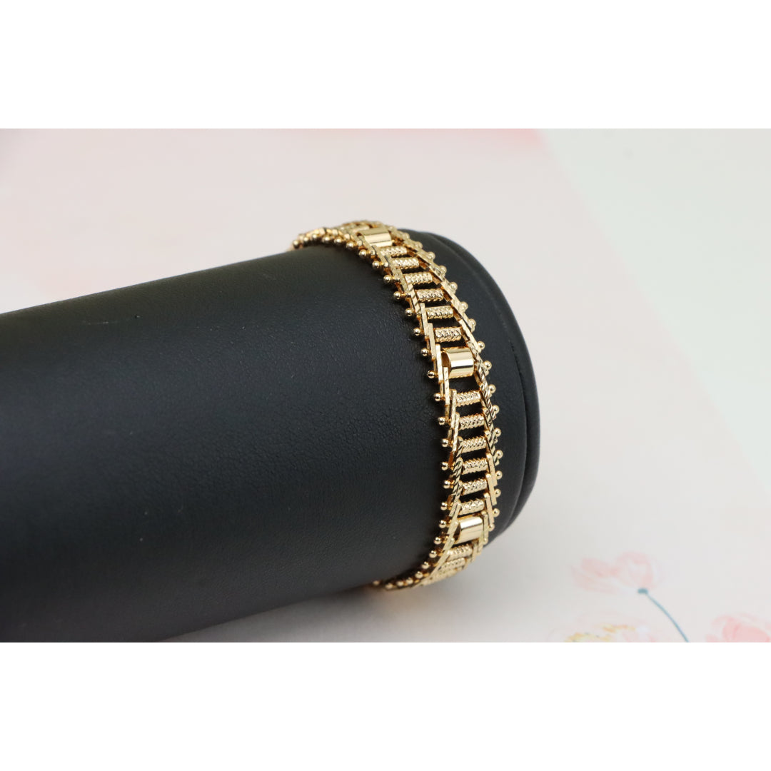 Elegant Rose Gold Plated Textured Chain Bracelet, XPBL0867 (2087-6)