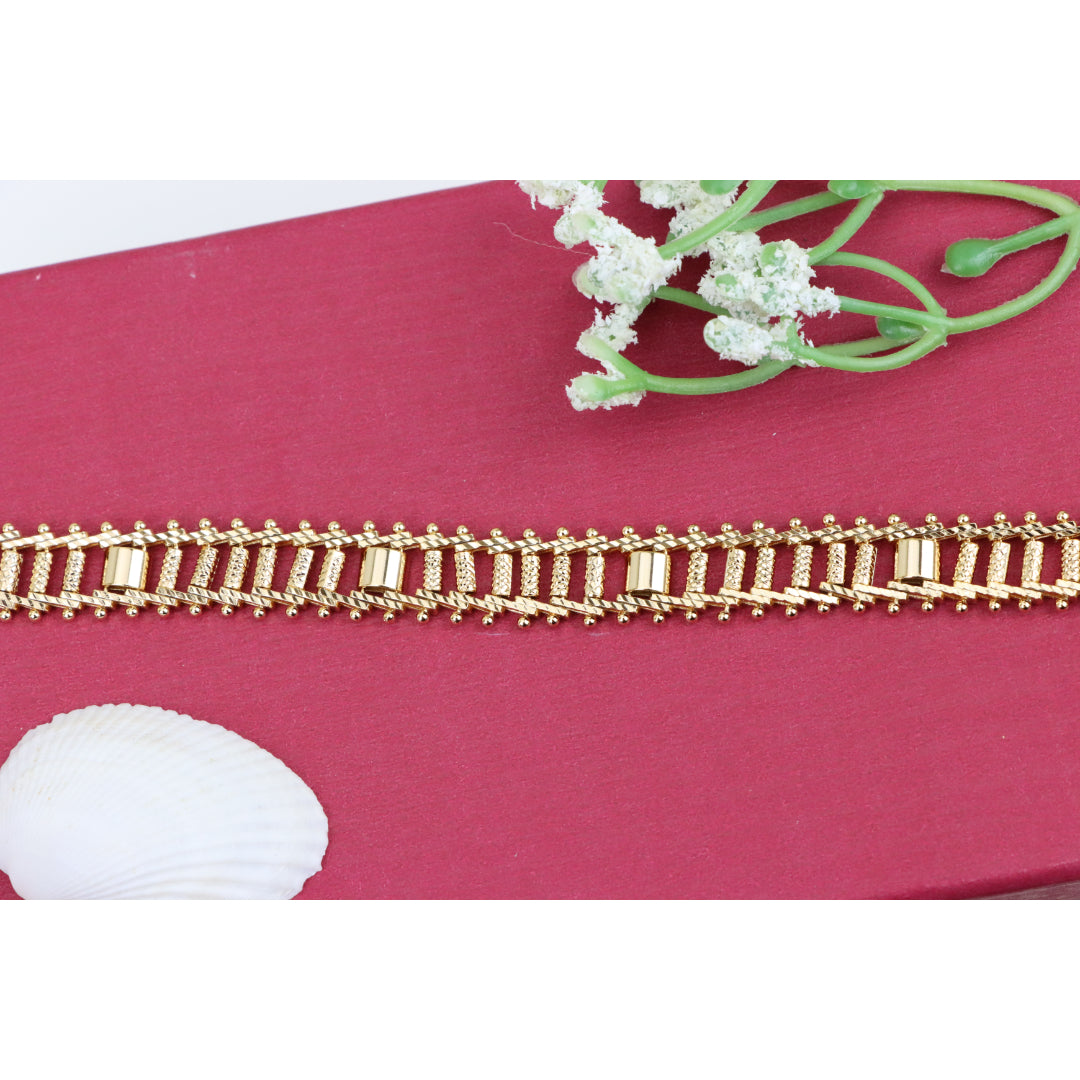 Elegant Rose Gold Plated Textured Chain Bracelet, XPBL0867 (2087-6)