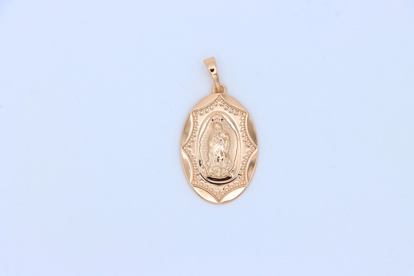 Virgin Mary Oval Rose Gold Pendant – Detailed Religious Charm, XPPT1570 (2144-10)