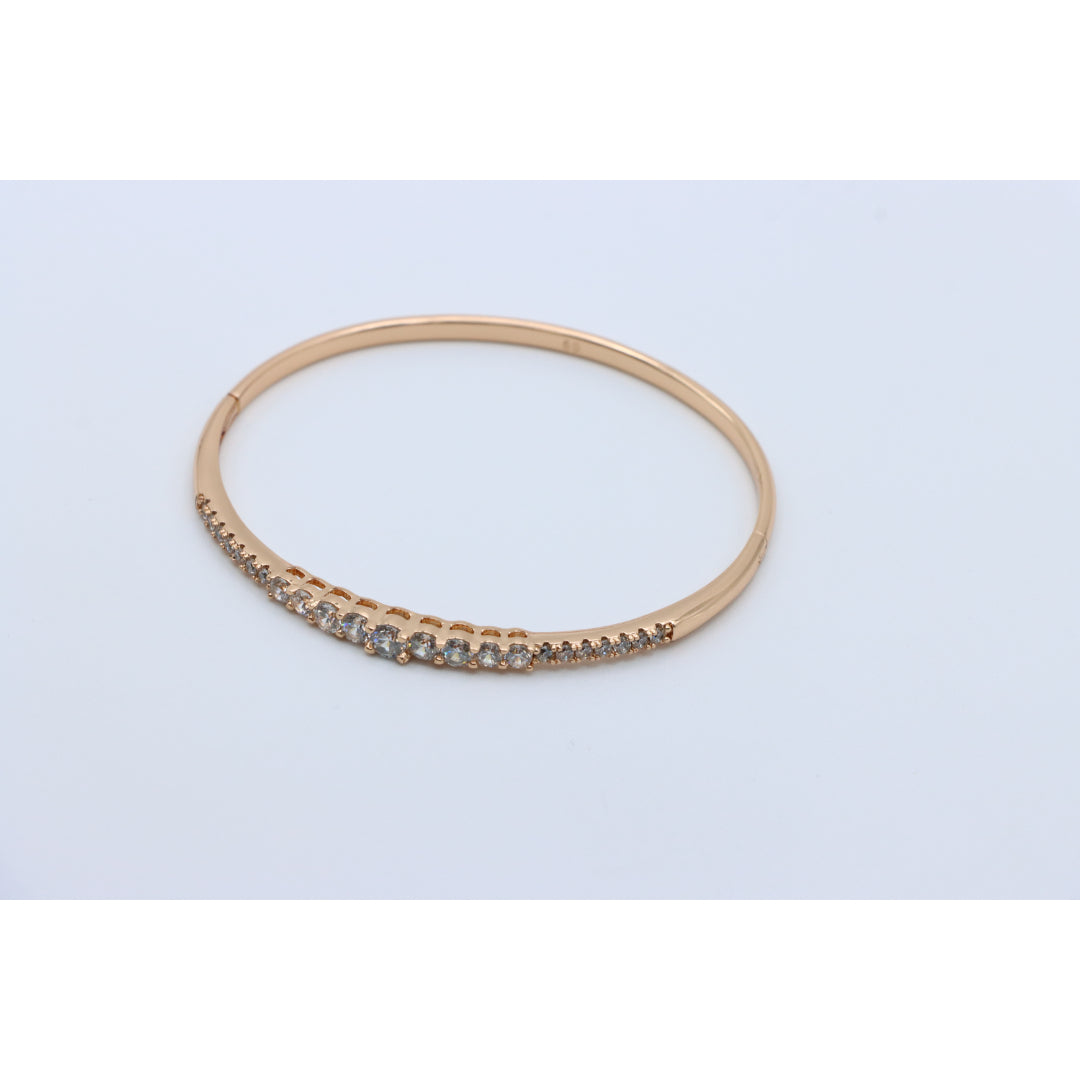 Elegant Rose Gold Bangle with Sparkling Center Crystal Accents, XPBL0435 (2044-5)