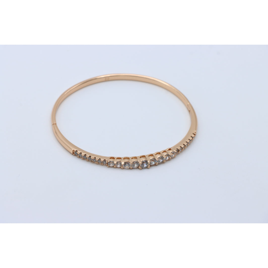 Elegant Rose Gold Bangle with Sparkling Center Crystal Accents, XPBL0435 (2044-5)