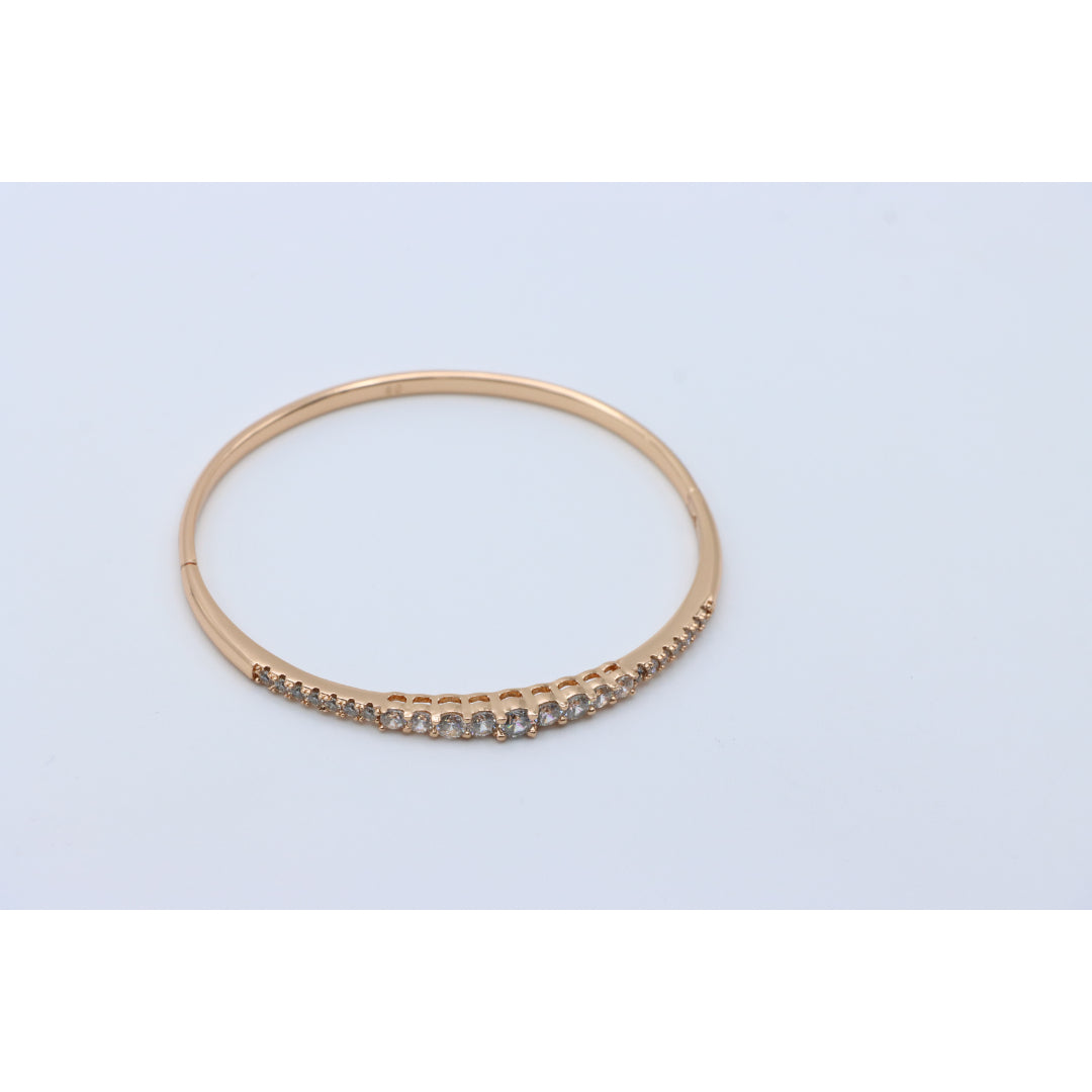 Elegant Rose Gold Bangle with Sparkling Center Crystal Accents, XPBL0435 (2044-5)