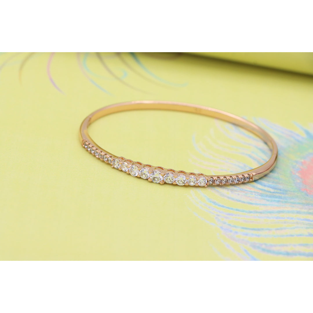 Elegant Rose Gold Bangle with Sparkling Center Crystal Accents, XPBL0435 (2044-5)