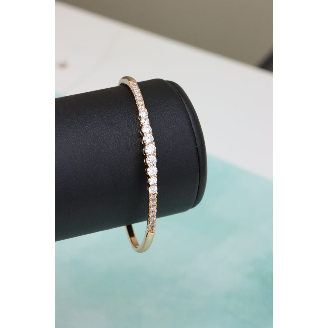 Elegant Rose Gold Bangle with Sparkling Center Crystal Accents, XPBL0435 (2044-5)