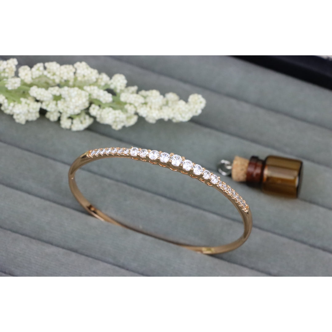 Elegant Rose Gold Bangle with Sparkling Center Crystal Accents, XPBL0435 (2044-5)
