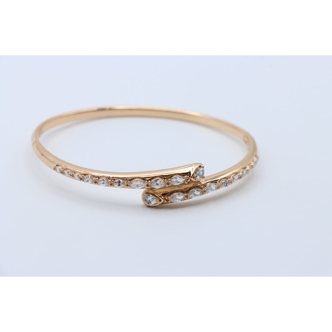 Elegant Wrap Design Rose Gold Bangle with Sparkling Stone Detail, XPBL0437 (2044-7)