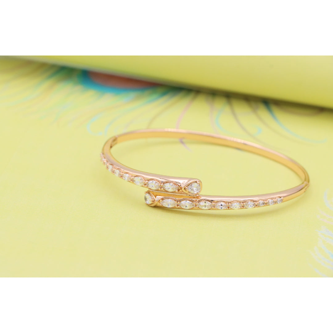 Elegant Wrap Design Rose Gold Bangle with Sparkling Stone Detail, XPBL0437 (2044-7)