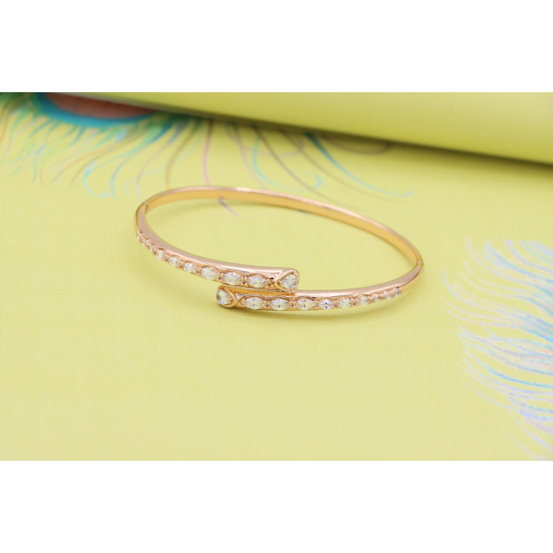 Elegant Wrap Design Rose Gold Bangle with Sparkling Stone Detail, XPBL0437 (2044-7)
