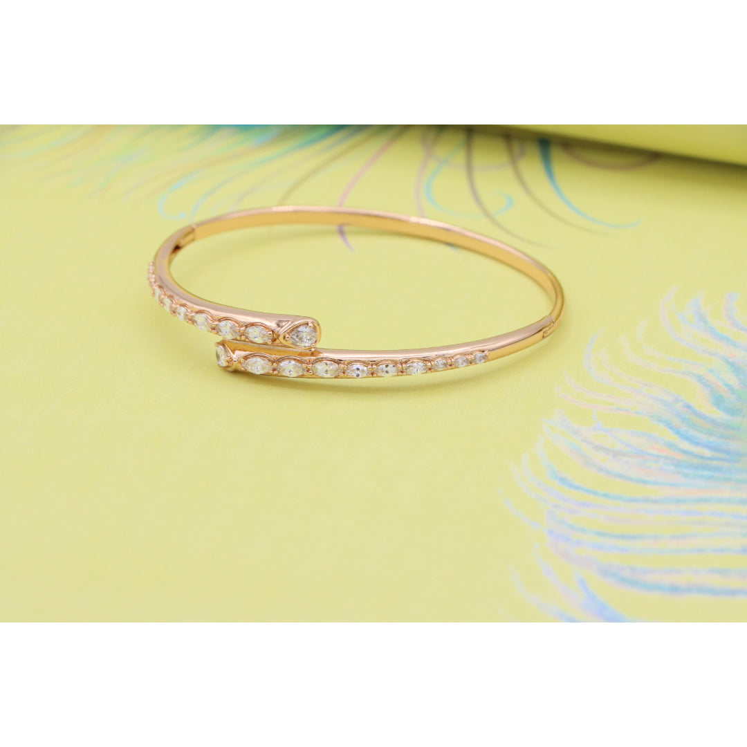 Elegant Wrap Design Rose Gold Bangle with Sparkling Stone Detail, XPBL0437 (2044-7)