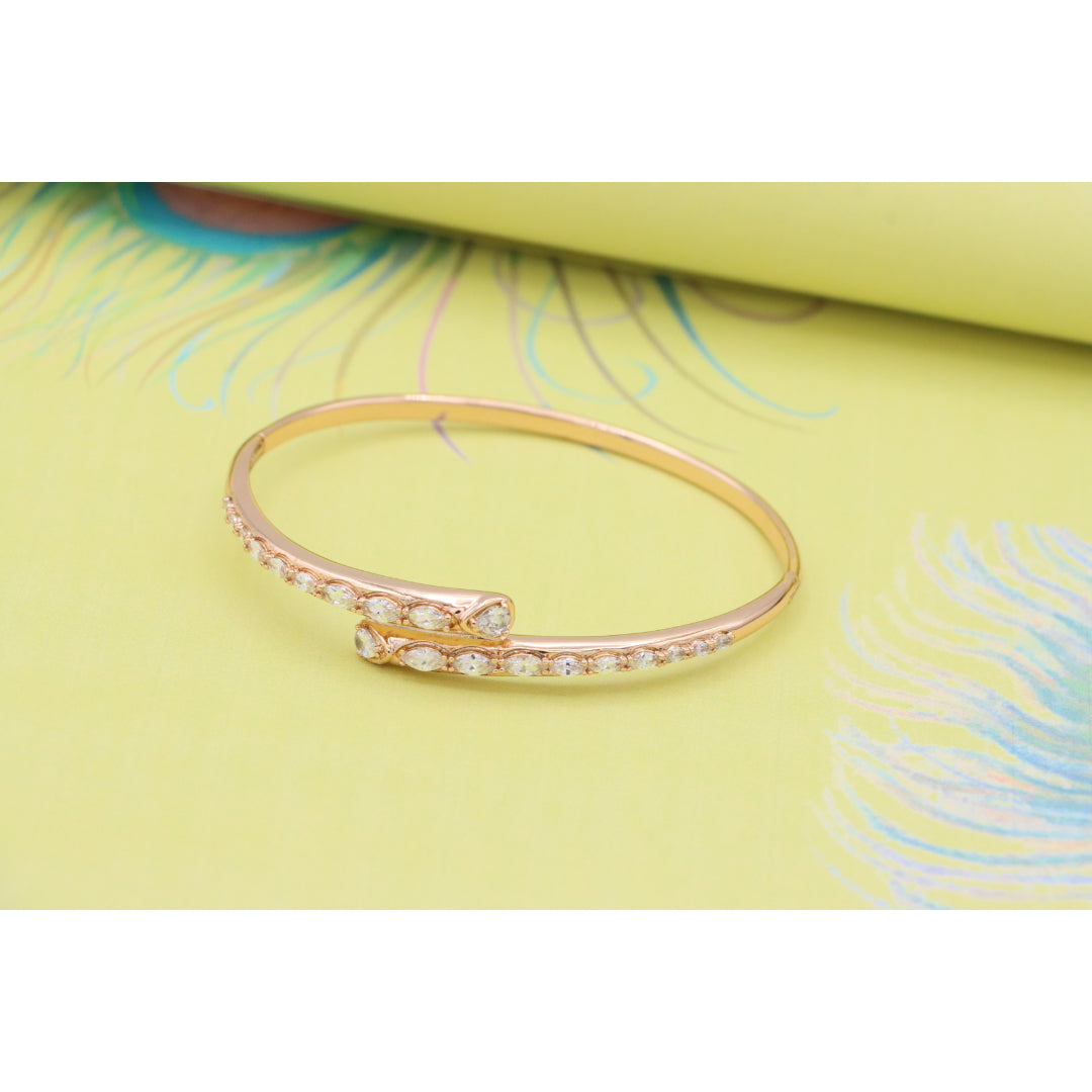 Elegant Wrap Design Rose Gold Bangle with Sparkling Stone Detail, XPBL0437 (2044-7)