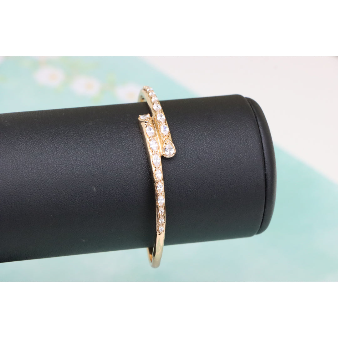 Elegant Wrap Design Rose Gold Bangle with Sparkling Stone Detail, XPBL0437 (2044-7)