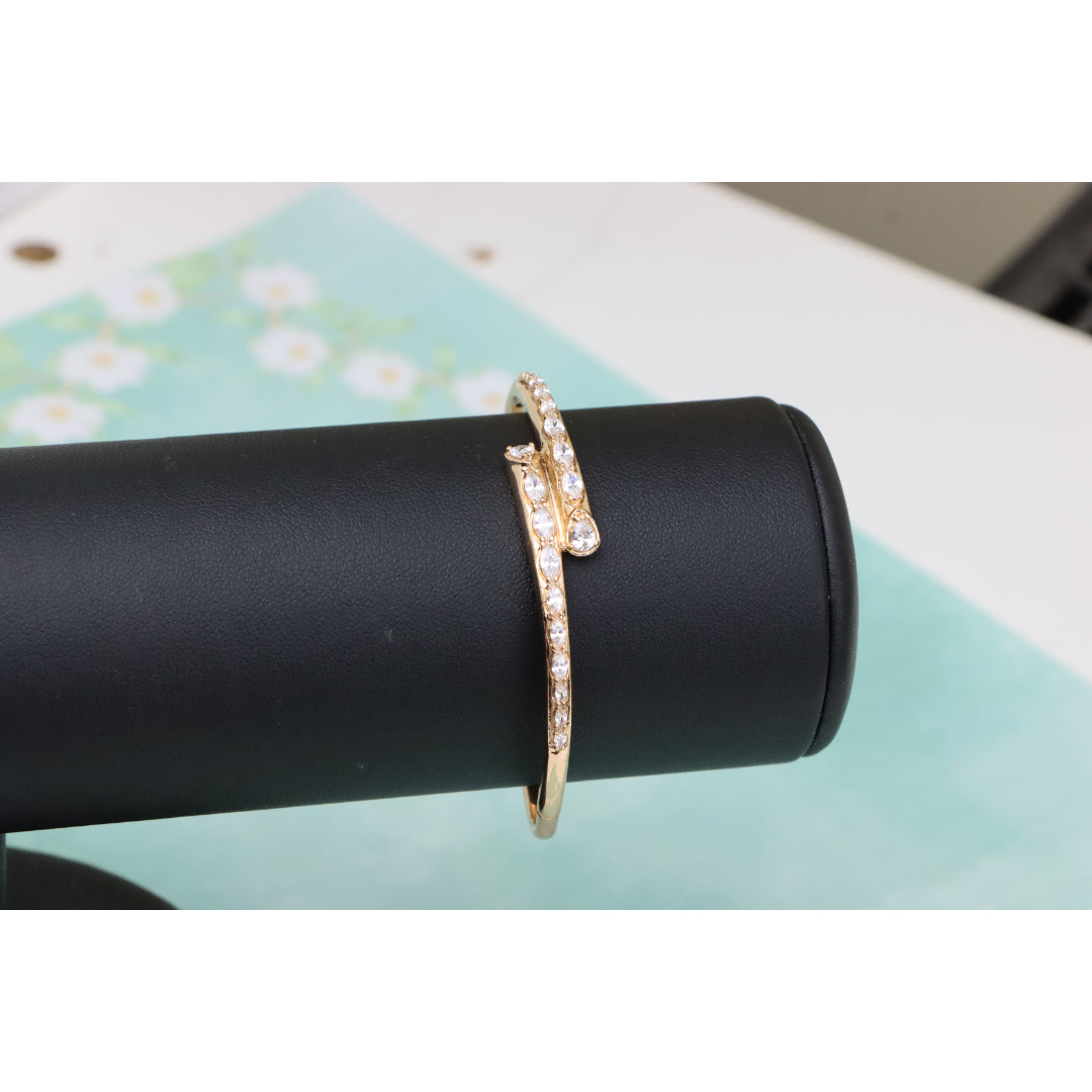 Elegant Wrap Design Rose Gold Bangle with Sparkling Stone Detail, XPBL0437 (2044-7)