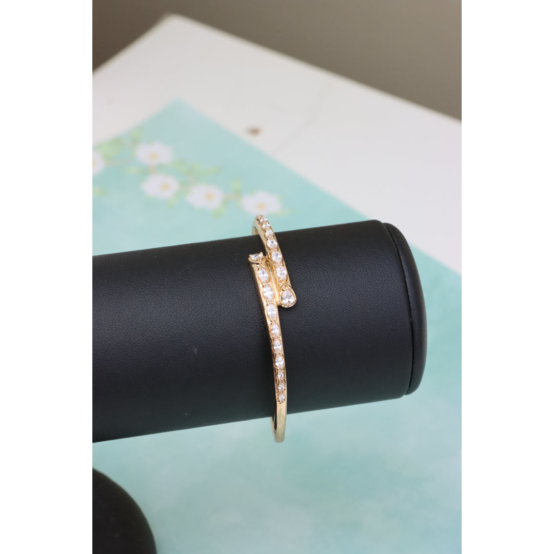 Elegant Wrap Design Rose Gold Bangle with Sparkling Stone Detail, XPBL0437 (2044-7)