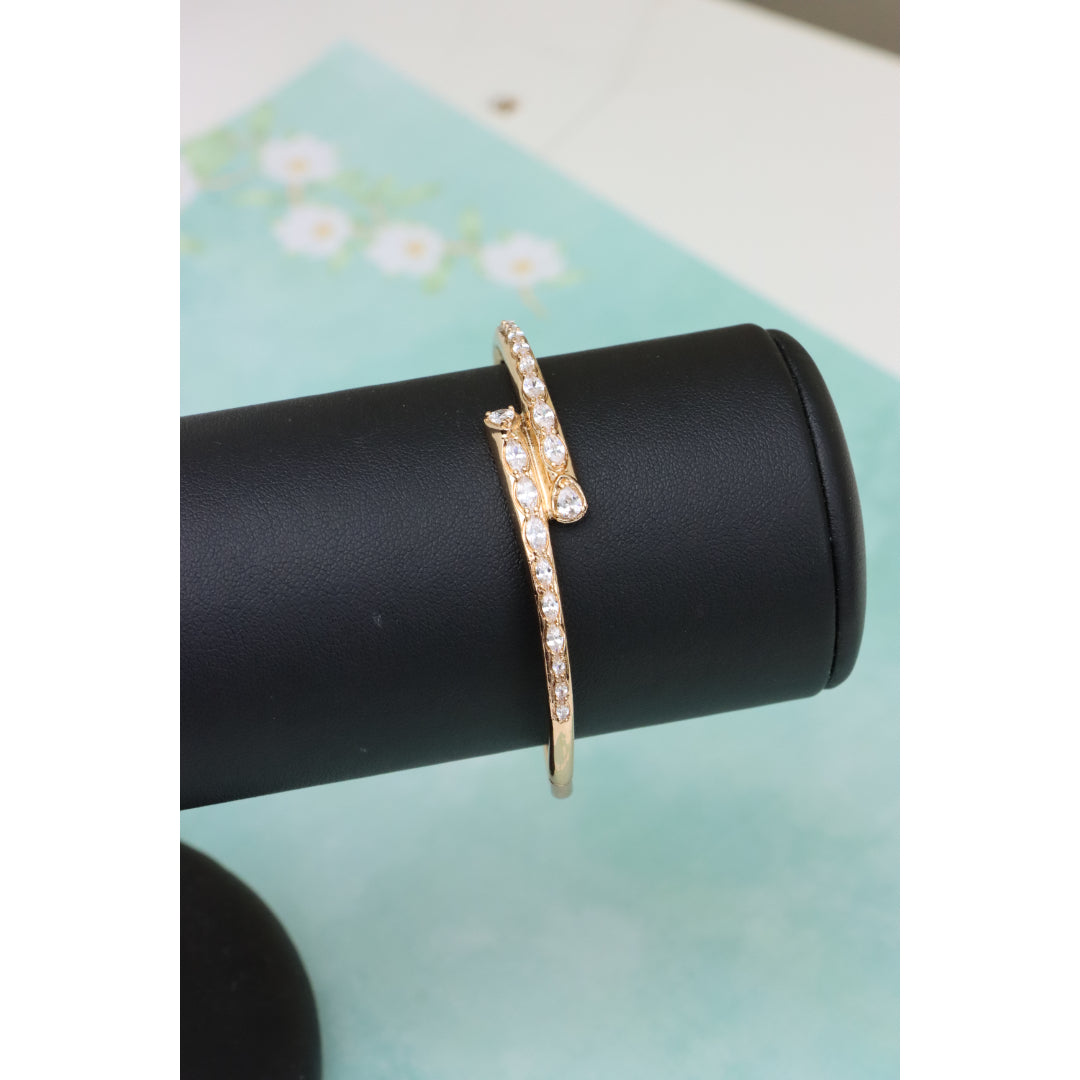 Elegant Wrap Design Rose Gold Bangle with Sparkling Stone Detail, XPBL0437 (2044-7)