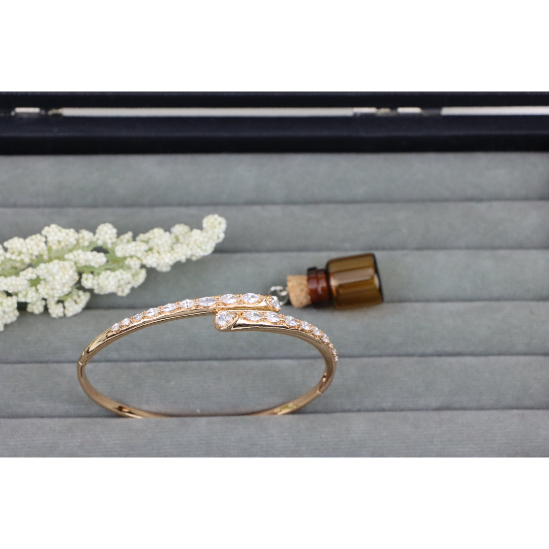 Elegant Wrap Design Rose Gold Bangle with Sparkling Stone Detail, XPBL0437 (2044-7)