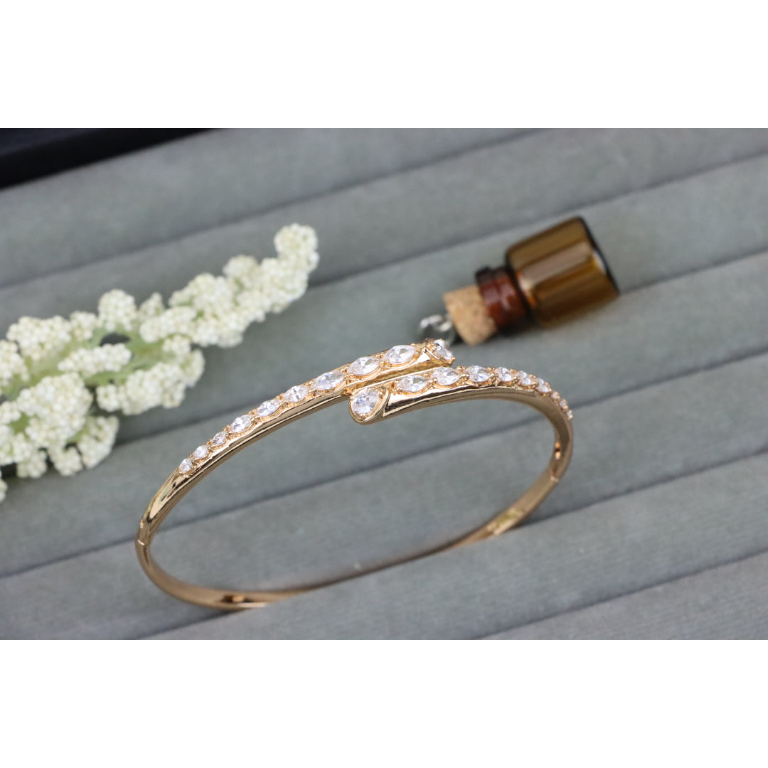 Elegant Wrap Design Rose Gold Bangle with Sparkling Stone Detail, XPBL0437 (2044-7)