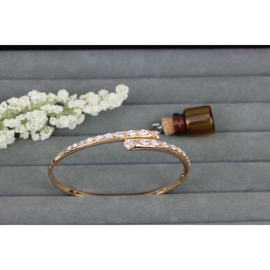 Elegant Wrap Design Rose Gold Bangle with Sparkling Stone Detail, XPBL0437 (2044-7)