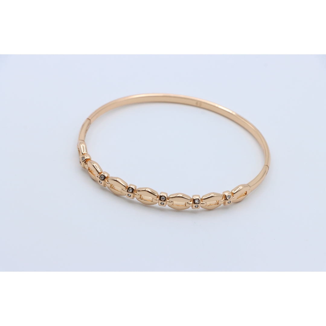 Elegant Linked Design Rose Gold Bangle with Sparkling Accents, XPBL0439 (2044-9)
