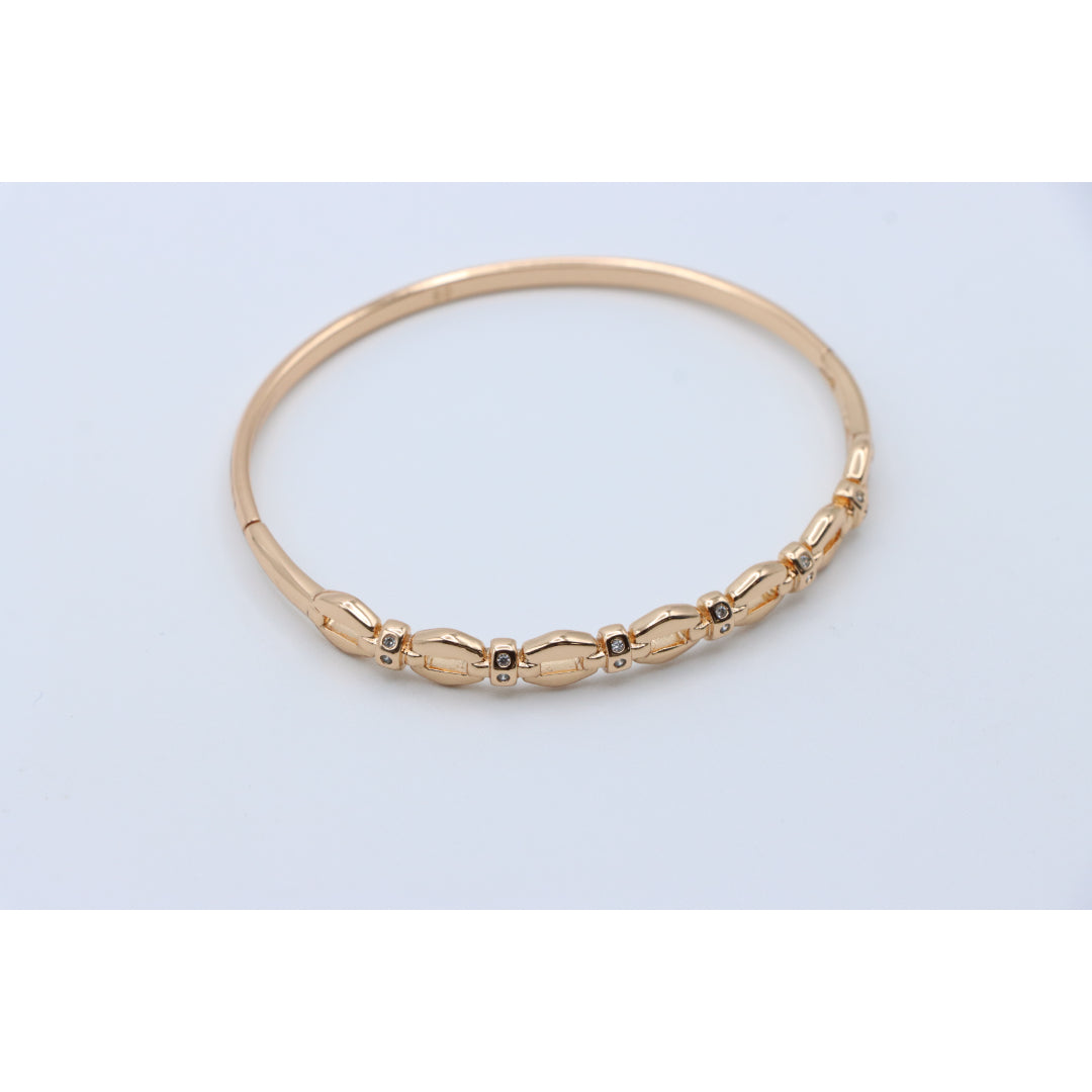 Elegant Linked Design Rose Gold Bangle with Sparkling Accents, XPBL0439 (2044-9)