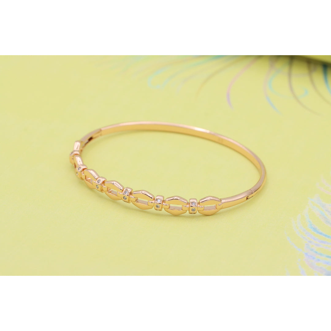 Elegant Linked Design Rose Gold Bangle with Sparkling Accents, XPBL0439 (2044-9)