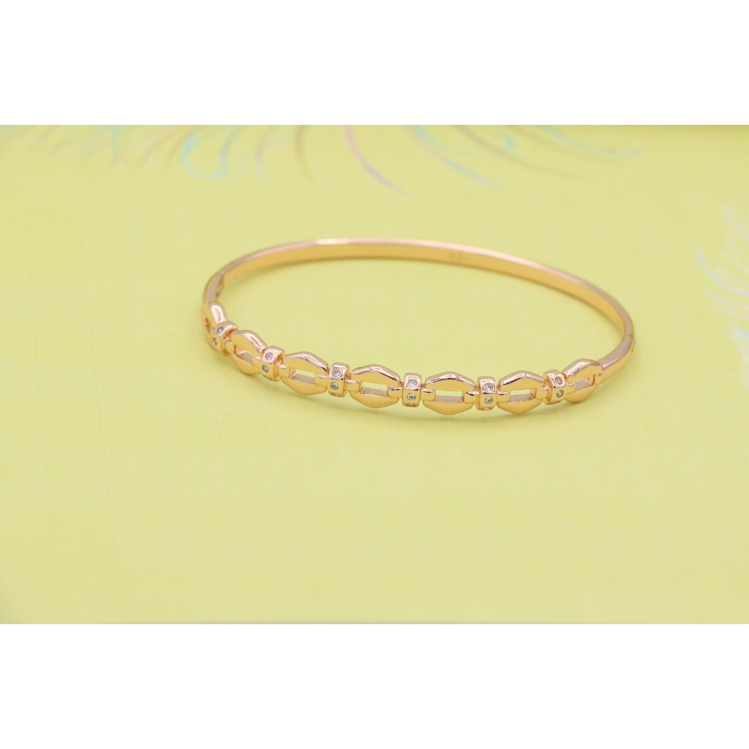 Elegant Linked Design Rose Gold Bangle with Sparkling Accents, XPBL0439 (2044-9)