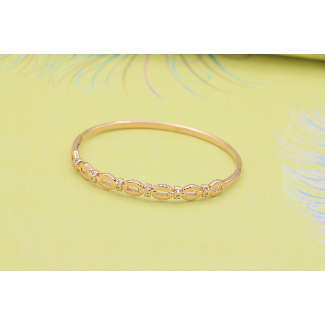 Elegant Linked Design Rose Gold Bangle with Sparkling Accents, XPBL0439 (2044-9)