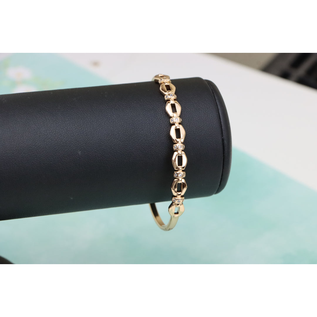 Elegant Linked Design Rose Gold Bangle with Sparkling Accents, XPBL0439 (2044-9)